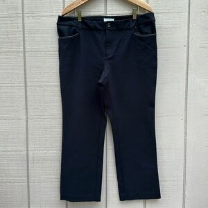 NWOT Charter Club Woman Ankle Ponte Pants with Faux Leather Trim - Black